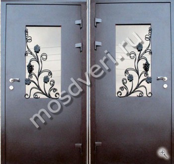 Дверь с окрасом порошком, стеклопакетом и ковкой - купить от производителя Мосдвери Дверь с окрасом порошком, стеклопакетом и ковкой